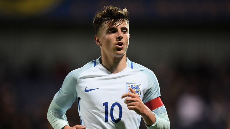 MANSFIELD, ENGLAND - SEPTEMBER 05: Mason Mount of England during the U19 International match between England and Germany at One Call Stadium on September 5
