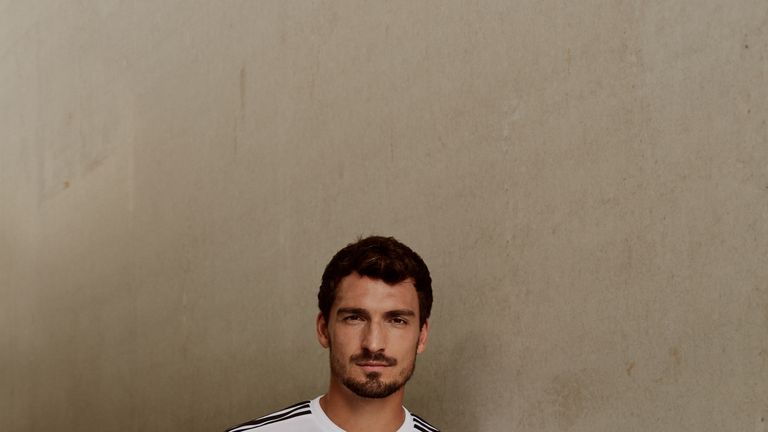 Mats Hummels wears Germany's World Cup home shirt