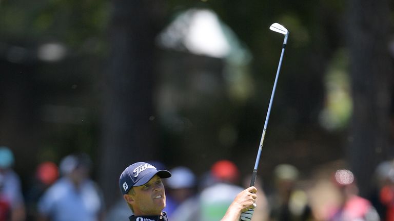 Matt Jones of Australia hits an approach shot on the 1st hole during day four of the 2017 Australian Golf Open