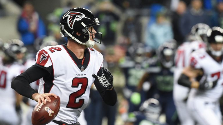 SEATTLE, WA - NOVEMBER 20: Quarterback Matt Ryan #2 of the Atlanta Falcons looks to pass against the Seattle Seahawks during the first quarter of the game 