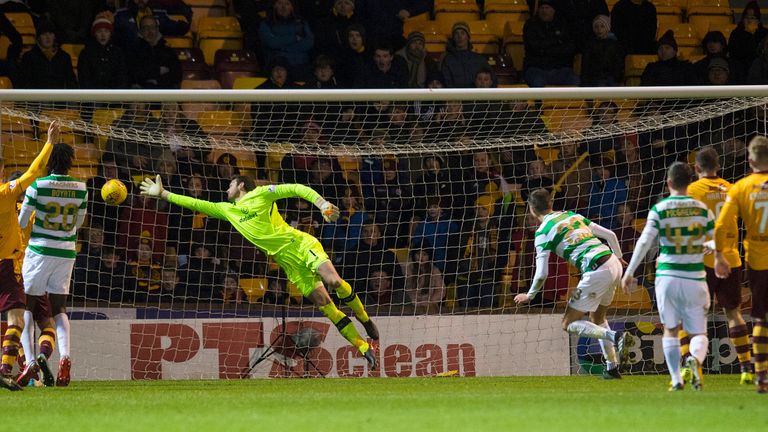 Mikael Lustig (4th right) puts past his own keeper Craig Gordon to make it 1-0