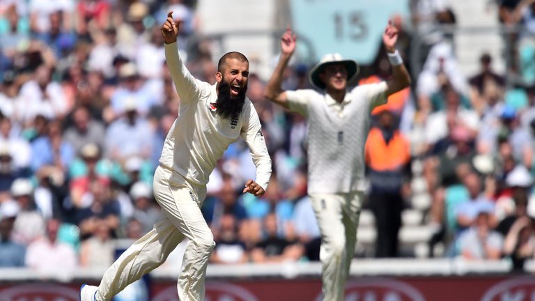 England's Moeen Ali celebrates the wicket of South Africa's Chris Morris for 24 on the fifth and final day of the third Test match between England and Sout