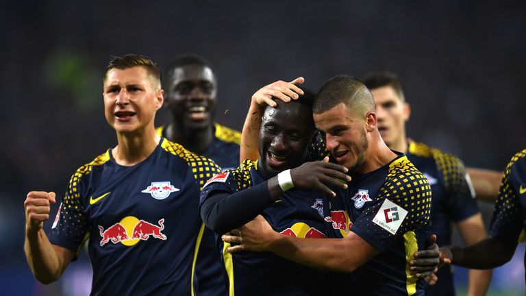 Naby Keita is mobbed by team-mates after his recent goal against Hamburg