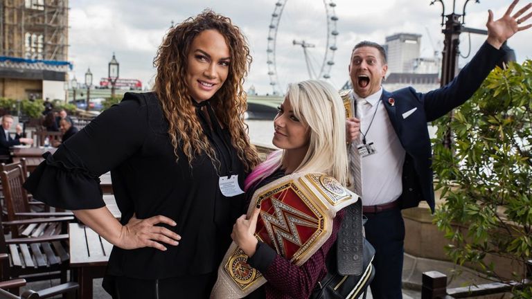 WWE superstars Nia Jax, Alexa Bliss and The Miz enjoy the sights before Friday's live event at Wembley Arena