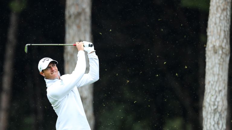 ANTALYA, TURKEY - NOVEMBER 05:  Nicolas Colsaerts of Belgium hits his second shot on the 3rd hole during the final round of the Turkish Airlines Open at th