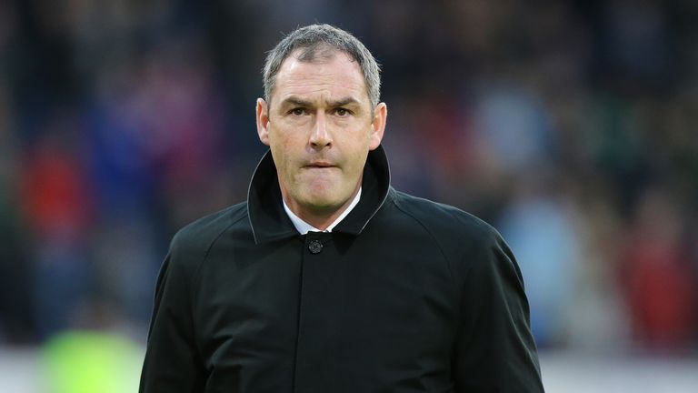 BURNLEY, ENGLAND - NOVEMBER 18: Paul Clement, Manager of Swansea City looks on prior to the Premier League match between Burnley and Swansea City at Turf M