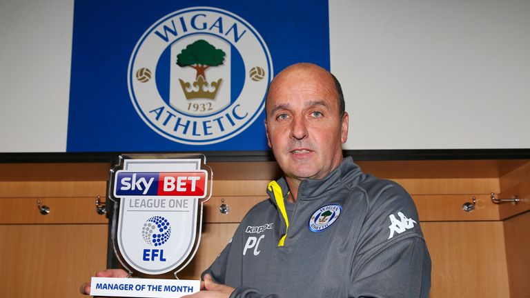Wigan Athletic manager Paul Cook is presented with the SkyBet League One Manager of the Month Award for October 2017 - Mandatory by-line: Matt McNulty/JMP 