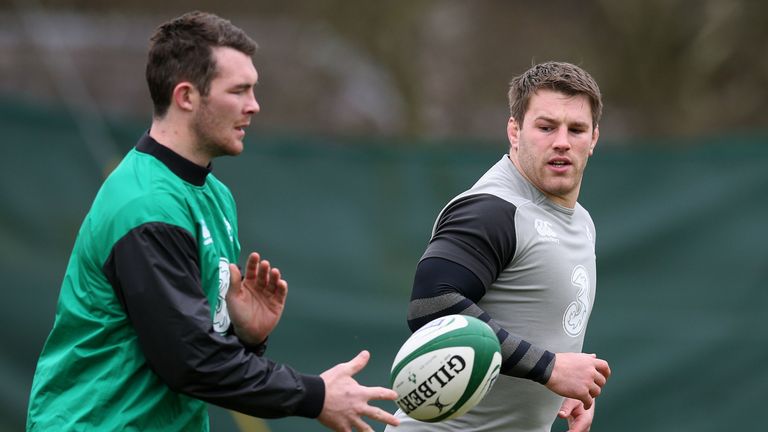 Ireland's Sean O'Brien (right) and Peter O'Mahony during a training session at Carton House in Co. Kildare, Ireland.