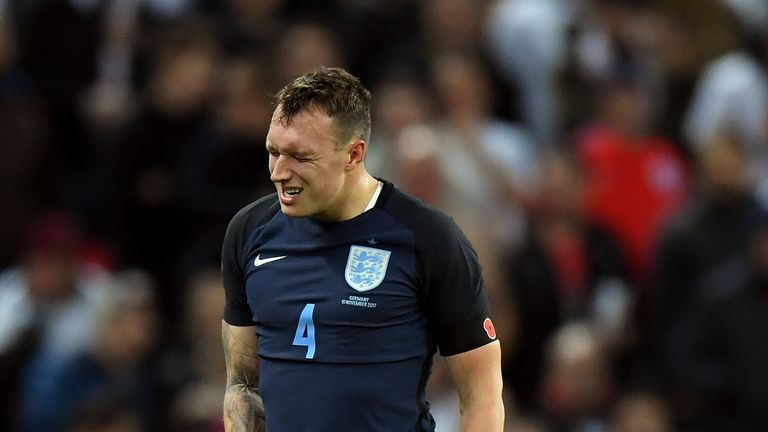 Phil Jones went off injured during England's friendly against Germany