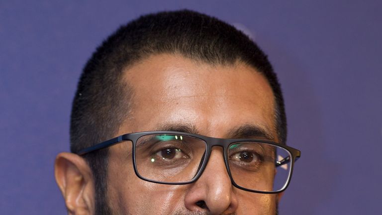 Football Against Racism in Europe (FARE) Executive Director, Piara Powar, speaks during the launch of FIFA's Anti-Discrimination Monitoring System at Wembl