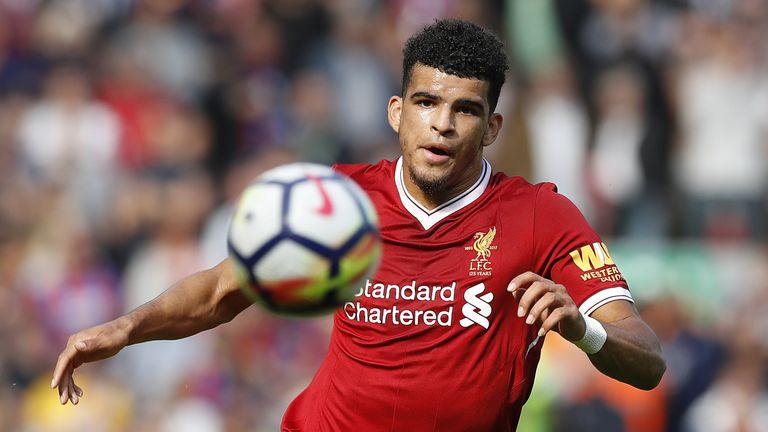 Liverpool's Dominic Solanke during the Premier League match against Crystal Palace at Anfield