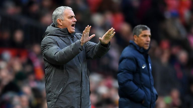 Jose Mourinho shouts instructions from the sideline