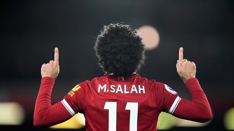 Mohamed Salah with a reserved celebration after giving Liverpool the lead