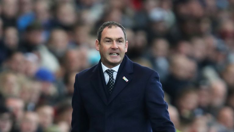 Paul Clement reacts on the sideline at the Liberty Stadium