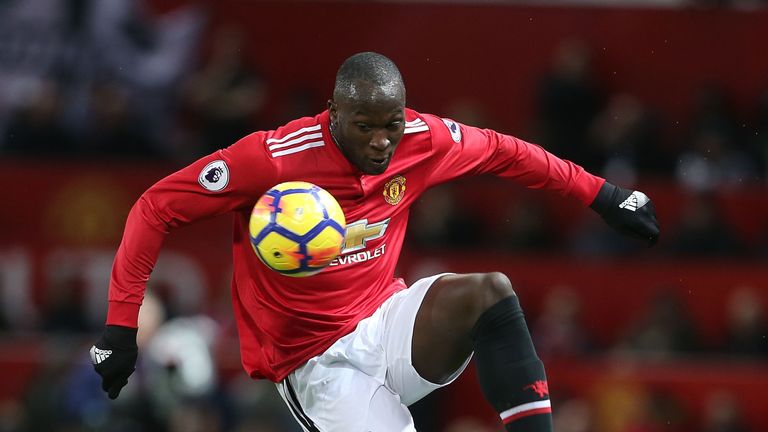 Romelu Lukaku in action during the Premier League match between Manchester United and Newcastle United at Old Trafford