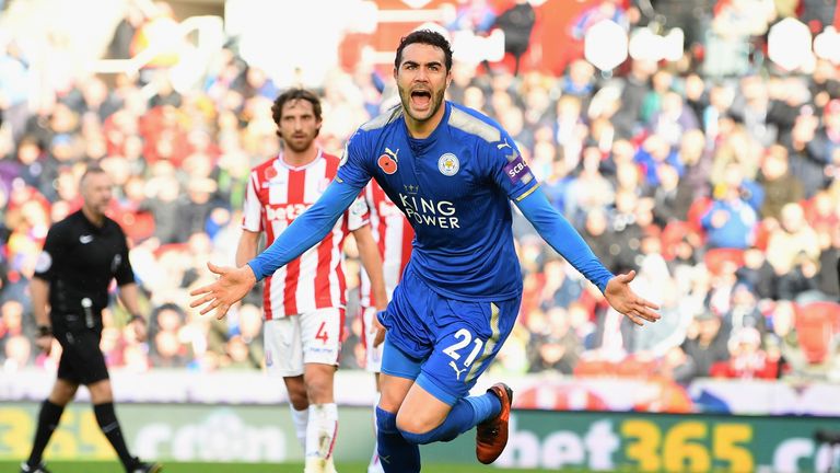 Vicente Iborra celebrates scoring the first goal of the game
