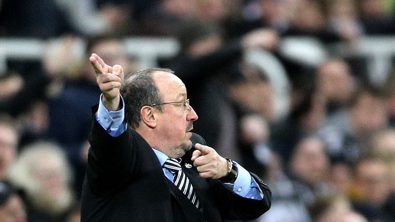 Newcastle United manager Rafael Benitez gestures on the touchline during the Premier League match at St James' Park on Nov 26, 2017.