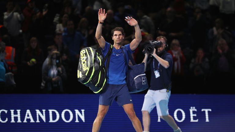 Rafael Nadal leaves the court after defeat to David Goffin at the O2