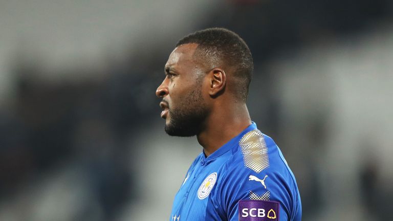 Wes Morgan wears a rainbow coloured captains armband in support of the Stonewall Rainbow Laces campaign