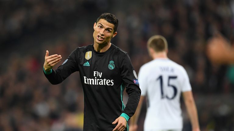 LONDON, ENGLAND - NOVEMBER 01:  Cristiano Ronaldo of Real Madrid reacts during the UEFA Champions League group H match between Tottenham Hotspur and Real M