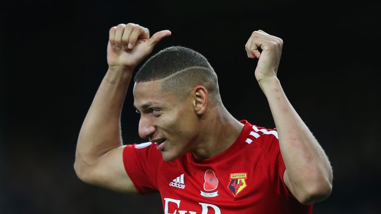 Richarlison celebrates scoring against Everton