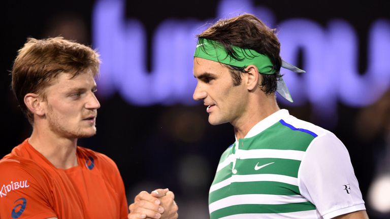 Roger Federer (right) takes on Belgium's David Goffin in the semi-finals of the ATP Finals on Saturday afternoon