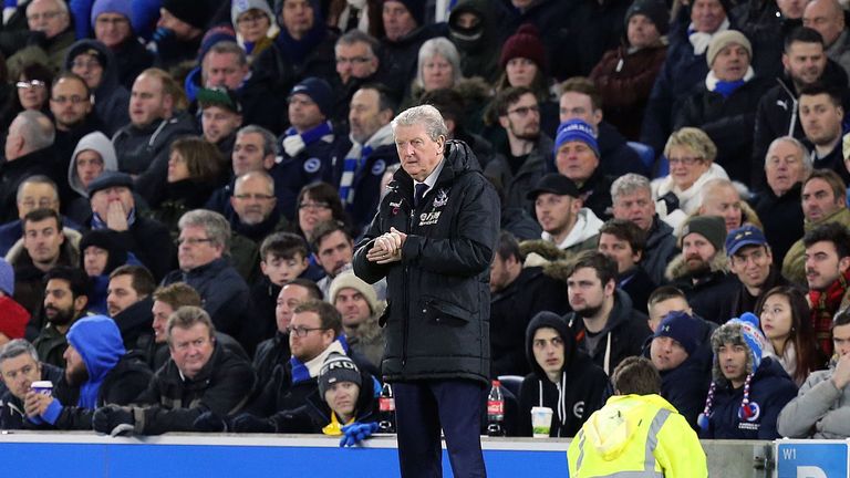 Crystal Palace manager Roy Hodgson during the Premier League match at the AMEX Stadium, Brighton.