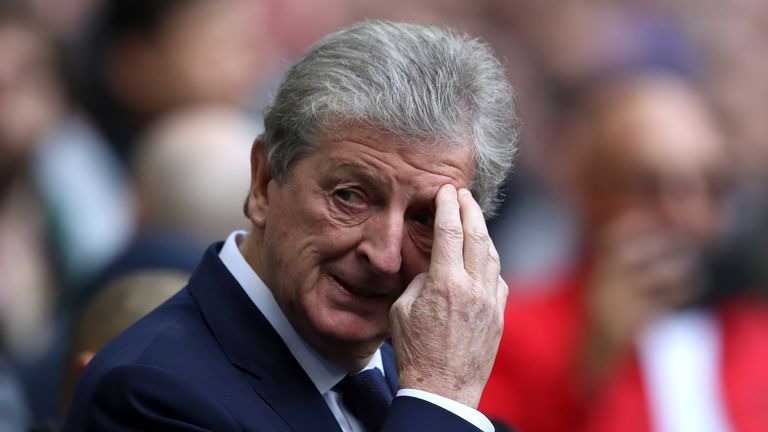 Roy Hodgson, Manager of Crystal Palace looks on prior to the Premier League match between Tottenham Hotspur and Crystal Pala