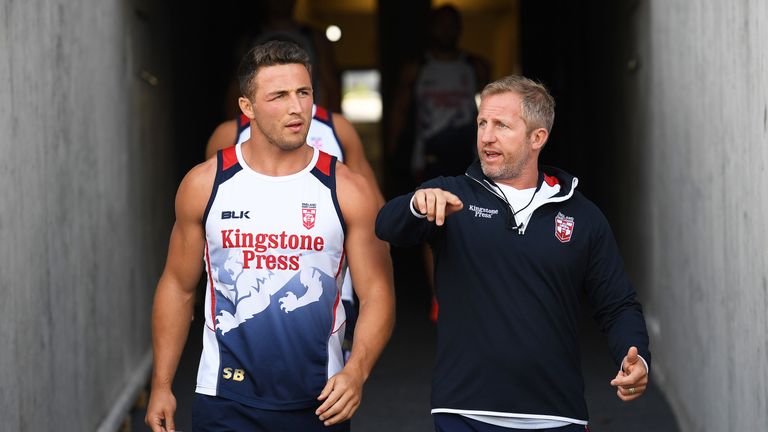 Sam Burgess and England assistant coach Denis Betts