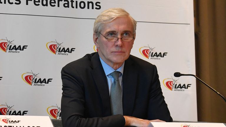 Independent chairperson of the IAAF Taskforce for Russia, Rune Andersen, addresses a press conference in Monaco