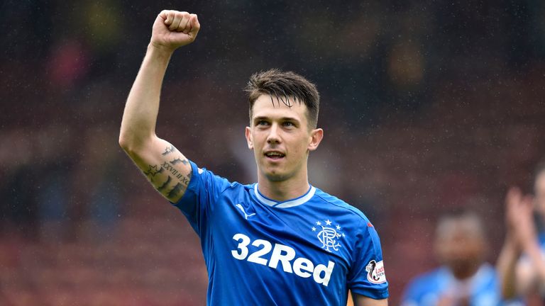 Rangers' Ryan Jack applauds the fans at full time