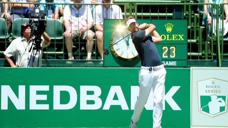 SUN CITY, SOUTH AFRICA - NOVEMBER 10:  Scott Jamieson of Scotland tees off on the 1st hole during the second round of the Nedbank Golf Challenge at Gary Pl