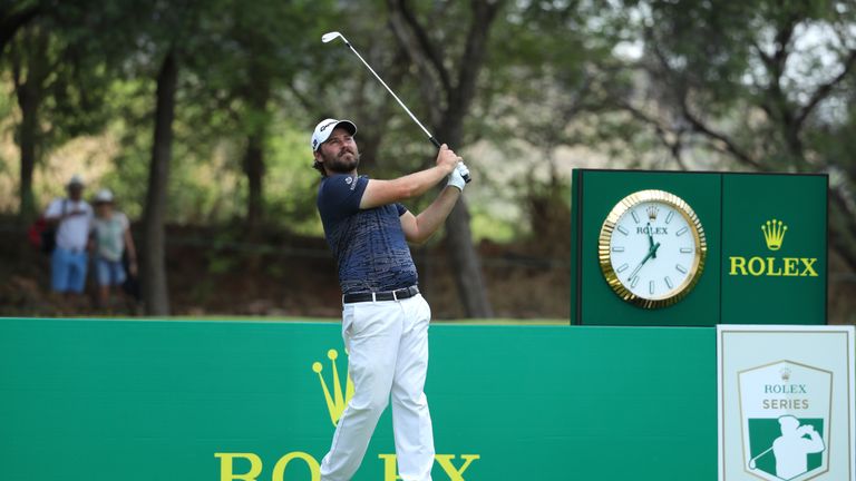 SUN CITY, SOUTH AFRICA - NOVEMBER 12:  Victor Dubuisson of France tees off on the 4th hole during the final round of the Nedbank Golf Challenge at Gary Pla