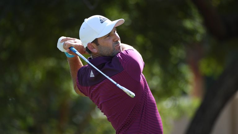 DUBAI, UNITED ARAB EMIRATES - NOVEMBER 19:  Sergio Garcia of Spain tees off on the 4th hole during the final round of the DP World Tour Championship at Jum