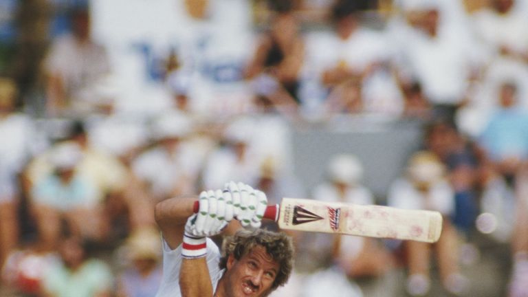 Ian Botham of England during his innings of 138 against Australia during the First Test on 15th November 1986 at the Brisbane Cricket Ground, Woolloongabba