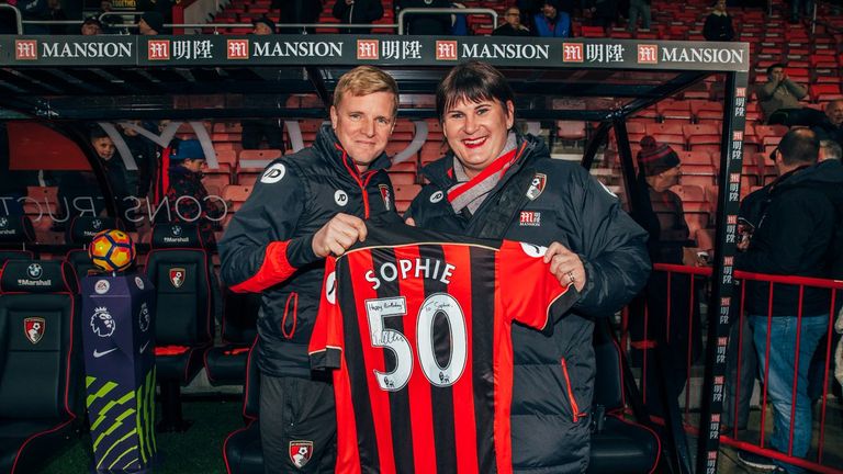 Eddie Howe and Sophie Cook at Bournemouth