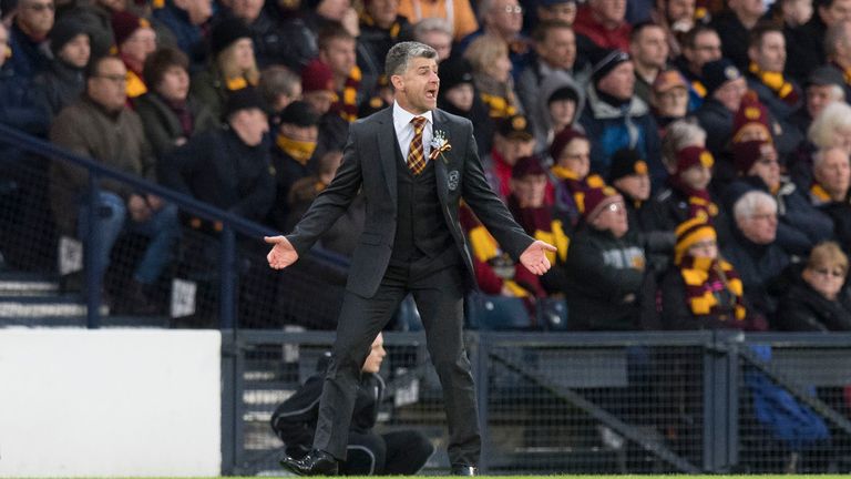 Motherwell manager Stephen Robinson on the touchline during League Cup final