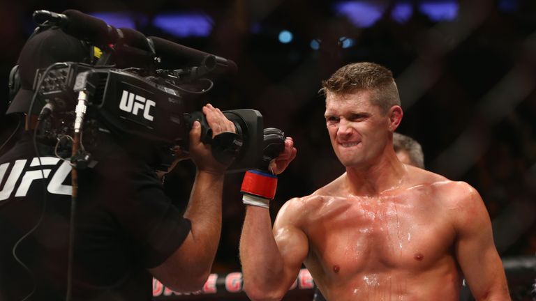 NEW YORK, NY - NOVEMBER 04:  Stephen Thompson reacts during his welterweight bout against Jorge Masvidal during the UFC 217 event at Madison Square Garden 