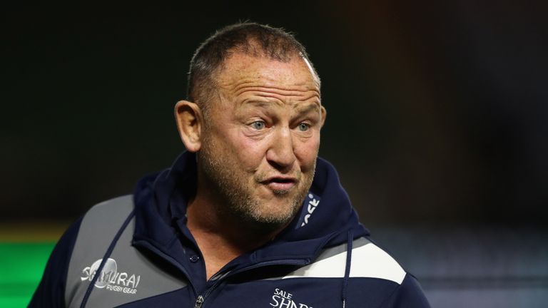 LONDON, ENGLAND - OCTOBER 06:  Steve Diamond, the Sale Sharks director of rugby looks on during the Aviva Premiership match between Harlequins and Sale Sha