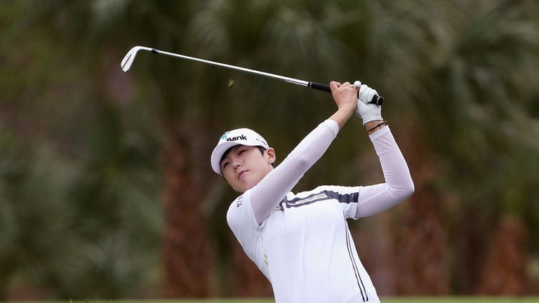 NAPLES, FL - NOVEMBER 16:  Sung Hyun Park of Korea plays on the second hole during round one of the CME Group Tour Championship at the Tiburon Golf Club.