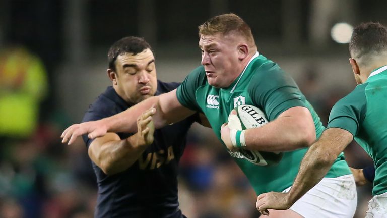 Ireland's prop Tadhg Furlong makes a break during the autumn international rugby union test match between Ireland and Argentina in Dublin 25/11/2017