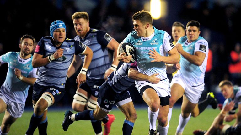 Connacht's Thomas Farrell is tackled by Cardiff Blues' Matthew Morgan