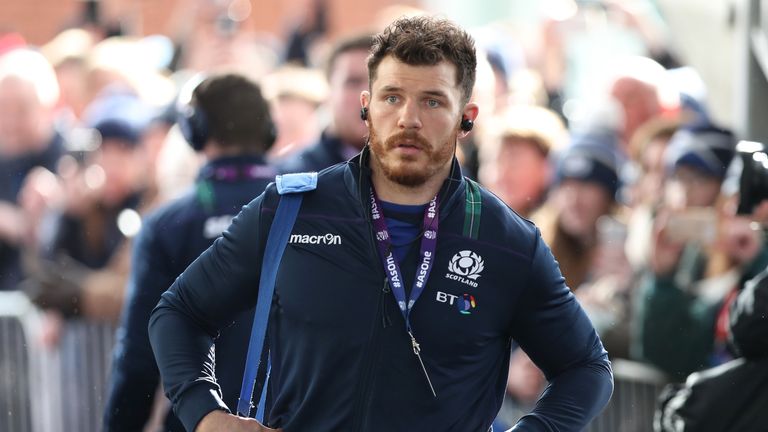 Tim Swinson of Scotland arrives at Murrayfield