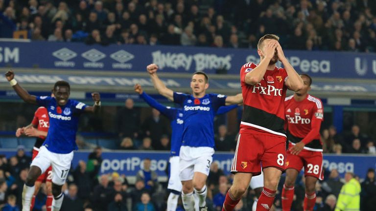 Cleverley failed to convert from the spot, meaning Everton held on for victory