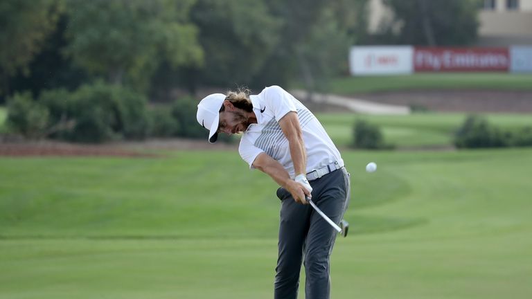 Tommy Fleetwood during the first round of the DP World Tour Championship on the Earth Course at Jumeirah Golf Estates 