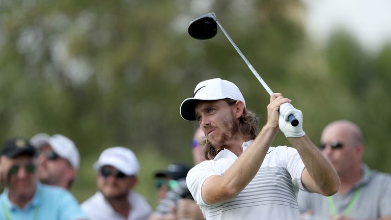 Tommy Fleetwood during the first round of the DP World Tour Championship on the Earth Course at Jumeirah Golf Estates