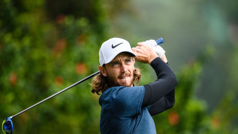 Tommy Fleetwood of England tees off during round one of the Hong Kong Open at the Hong Kong Golf Club on November 23, 2017. / AFP PHOTO / Anthony WALLACE  