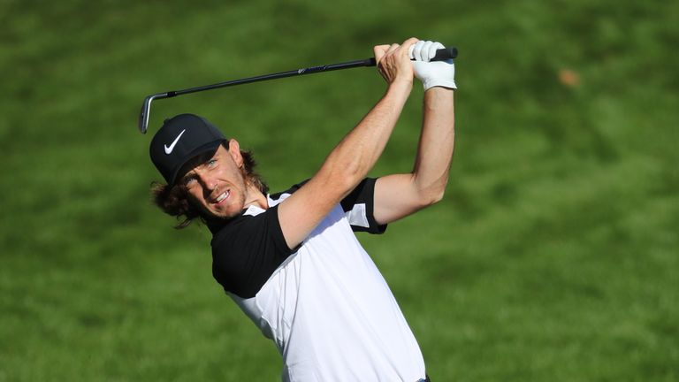 ANTALYA, TURKEY - NOVEMBER 02:  Tommy Fleetwood of England hits his second shot on the 7th hole during the first round of the Turkish Airlines Open at the 