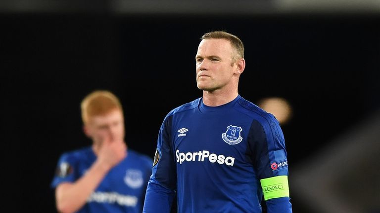 Everton's Wayne Rooney shows disappointment at the final whistle 