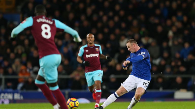 Wayne Rooney scored a stunning long-range goal to complete his hat-trick against West Ham